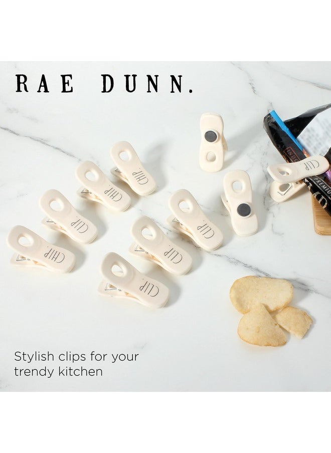 Rae Dunn - Bag Clips With Magnet - Food Clips, Chip Clips, Bag Clips For Food Storage With Air Tight Seal Grip For Bread Bags, Snack Bags And Food Bags, Pack Of 10, White - Image 1
