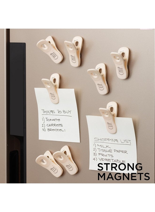 Rae Dunn - Bag Clips With Magnet - Food Clips, Chip Clips, Bag Clips For Food Storage With Air Tight Seal Grip For Bread Bags, Snack Bags And Food Bags, Pack Of 10, White - Image 1