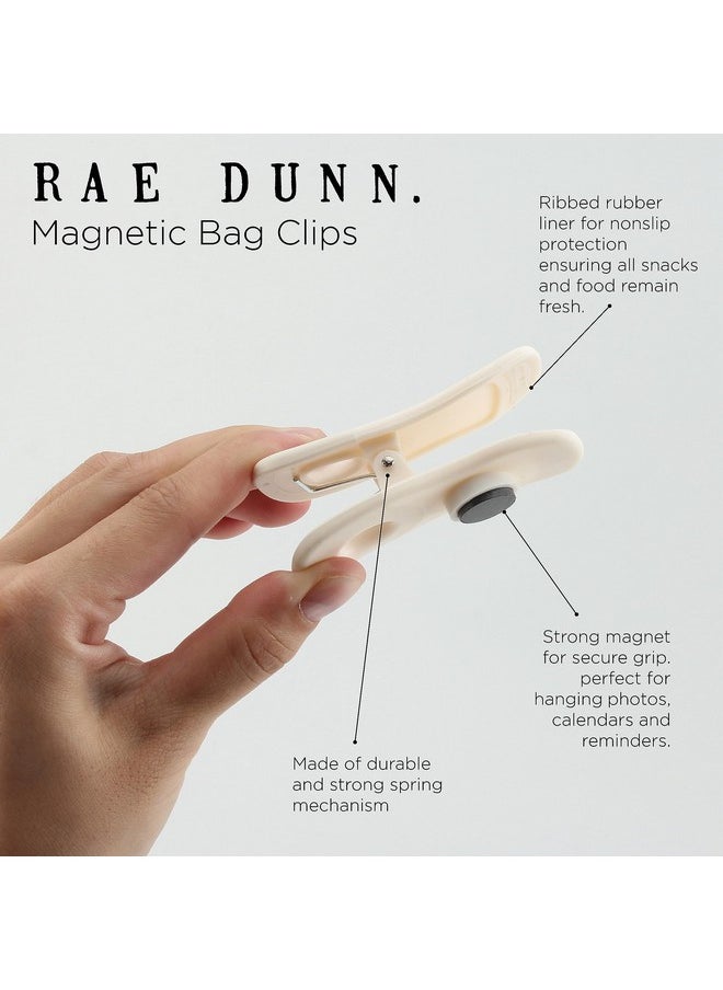 Rae Dunn - Bag Clips With Magnet - Food Clips, Chip Clips, Bag Clips For Food Storage With Air Tight Seal Grip For Bread Bags, Snack Bags And Food Bags, Pack Of 10, White - Image 1