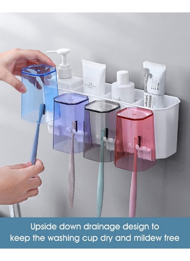 LXOICE LXOICE Plastic Toothbrush Holder Wall Mounted, Toothbrush Holders For Bathroom, Brush Holder For Bathroom Wall Mounted, Bathroom Organizer (4 Cup, White)  - Image 3