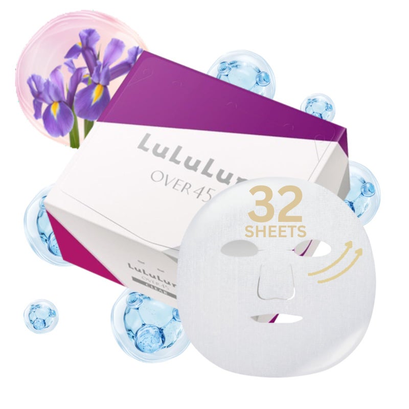 Lululun 32EA Anti Aging Face Mask for Women  Men Daily Face Mask Sheet for Clear EvenToning Skin Moisturizing Face Masks Skincare by Iris Root Seaweed Protein Squalene from Japan OVER45 CLEAR