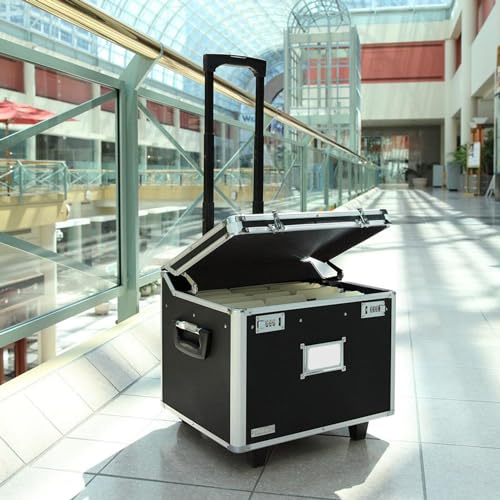 Vaultz Portable File Storage Box with Handle - 14.5" x 17.5" x 15.5" Letter/Legal Size Mobile Lock Box - Double Combination Locking Cabinet - Black - Image 2