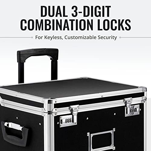Vaultz Portable File Storage Box with Handle - 14.5" x 17.5" x 15.5" Letter/Legal Size Mobile Lock Box - Double Combination Locking Cabinet - Black - Image 5