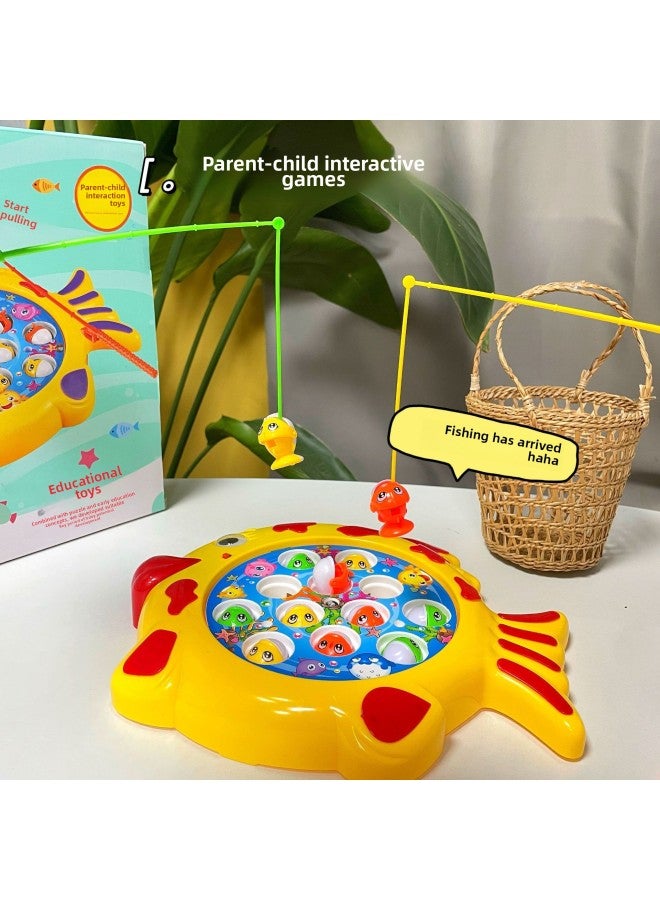 Multifunctional Electric Fishing Toy Children's Fishing Plate Early Education Educational With Music Rotating Parent-child Interactive Toy-Color:Goldfish Fishing Plate 7720 "Big Gift Box]