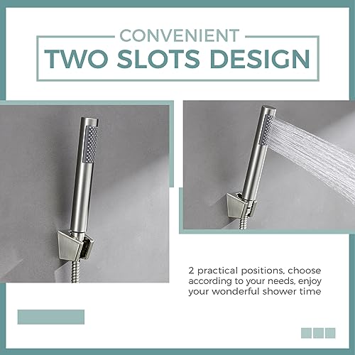 Aomasi Handheld Shower Head Bracket with Two Slot, Aomasi Bidet Sprayer Hanger Bathroom Hose Shower Wand Holder Wall Mount Brushed Nickel - Image 3