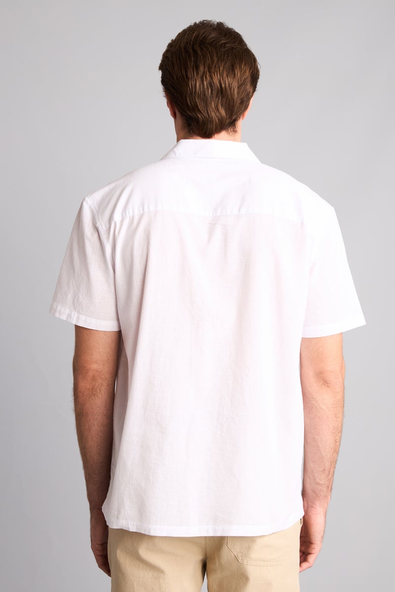 DeFacto White Man Regular Fit Resort Neck Cotton Short Sleeve Shirt Casual - Image 5