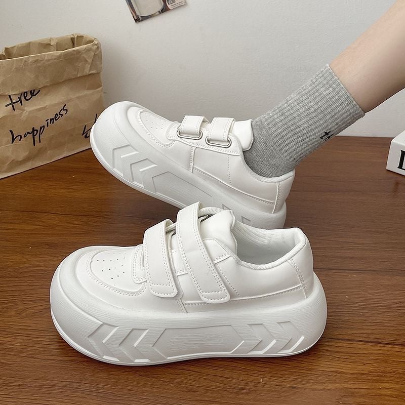 2024 Womens Magic Tape Thick Soled Sneakers white