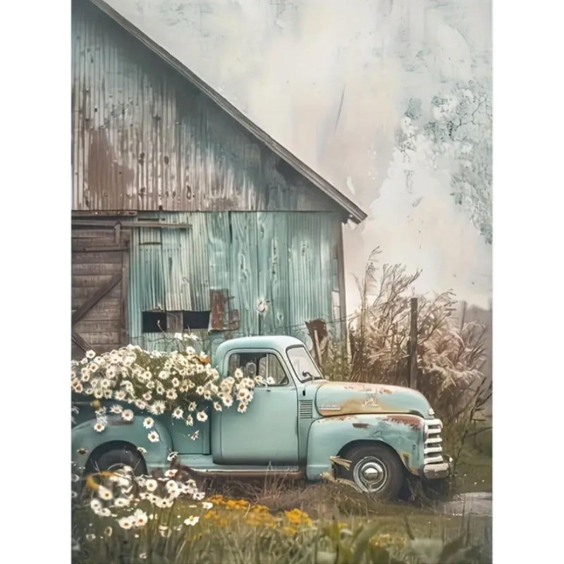 KTHOFCY 5D DIY Diamond Painting Kits for Adults Vintage Truck and Barn Full Drill Embroidery Cross Stitch Crystal Rhinestone Paintings Pictures Arts Wall Decor Painting Dots Kits 118X157 inch - Image 3