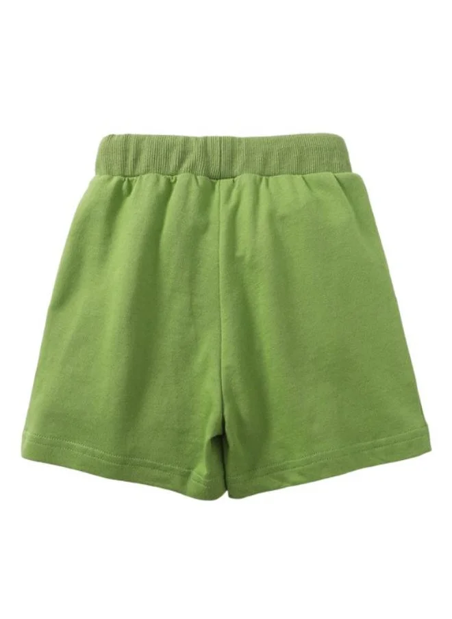 YUNIQEE Green Regular Fit Mid Rise Applique Shorts