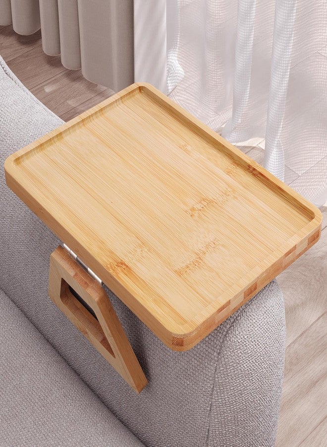 Danfoxer Couch Arm Tray,Bamboo Folding Sofa Tray,Sofa Armrest Trays Clip-On Couch Desk for Drinks,Snacks,Phone,Remote Control（Natural） - Image 1