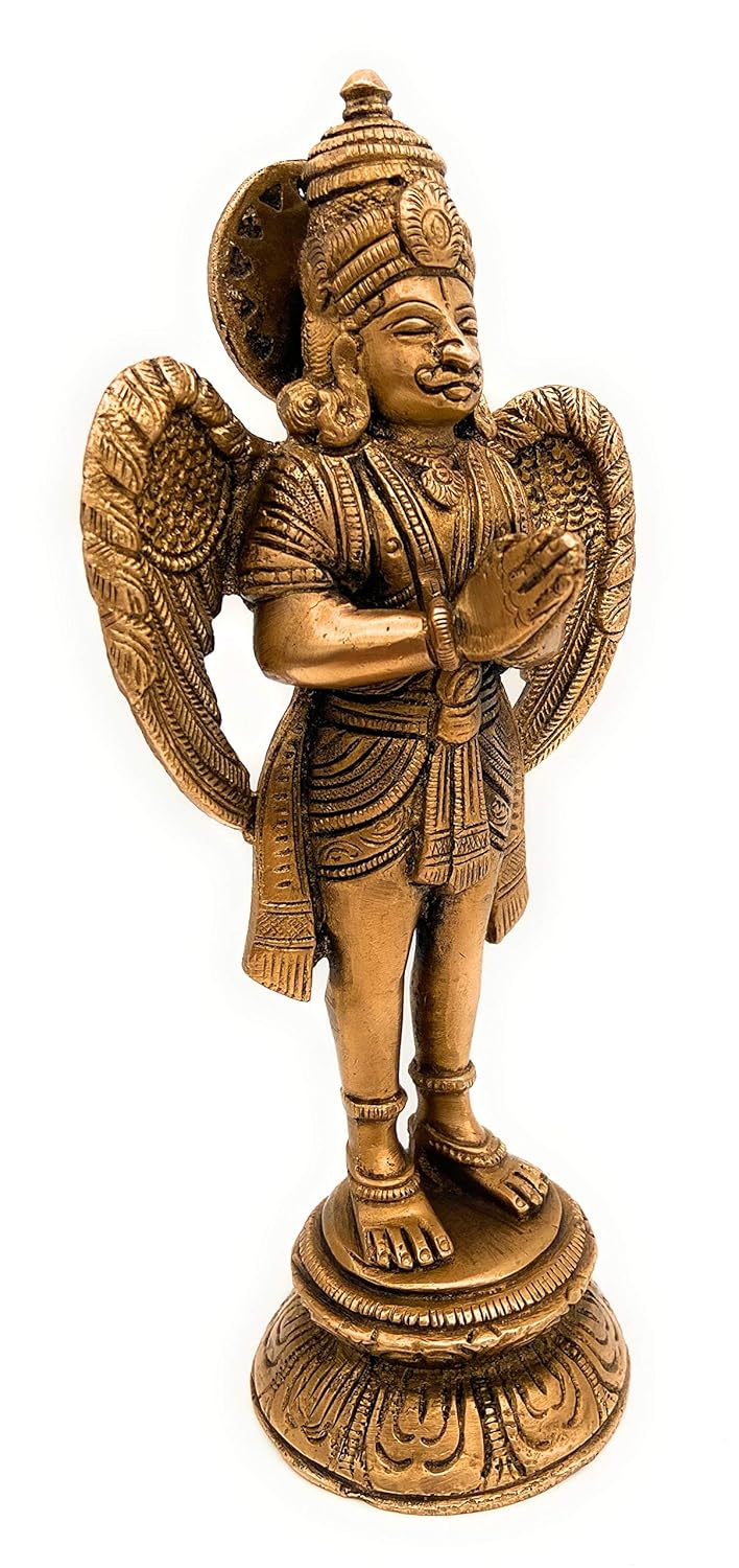 Bhunes Brass Lord Garud Dev Idols Garuddev Statues SculptureGold 4 Inch 1 Piece - Image 3