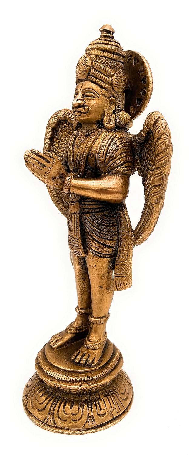 Bhunes Brass Lord Garud Dev Idols Garuddev Statues SculptureGold 4 Inch 1 Piece - Image 2