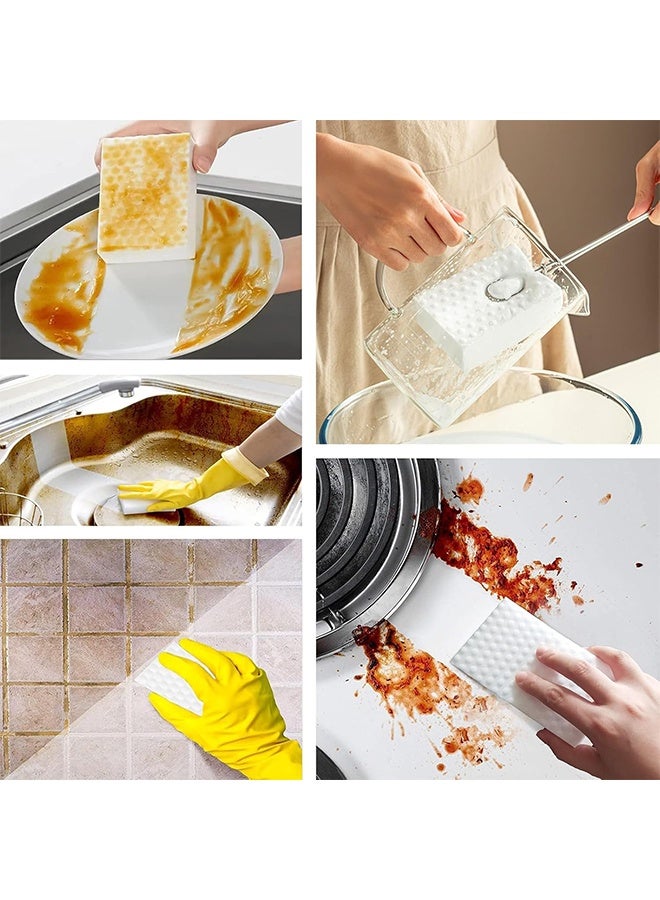 HS 6 Packs 2X Density Magic Sponge Eraser, Multi-Functional Household Cleaning Kitchen Dish Sponge For Furniture, Extra Thick And Long Lasting Melamine Cleaning Sponges For Bathroom, Floor, Wall Cleaner - Image 3