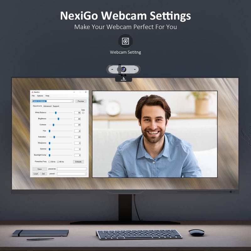 NEXIGO كاميرا ويب NexiGo N660P بدقة 1080P بمعدل 60 إطار في الثانية مع تحكم بالبرمجيات، ميكروفون مزدوج وغطاء، تركيز تلقائي، كاميرا ويب USB عالية الدقة للكمبيوتر، للاستخدام مع OBS/الألعاب/زووم/سكايب/فيس تايم/تيمز/تويتش - Image 4