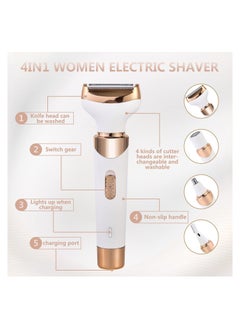 4 in 1 Electric Razor for Women Bikini Trimmer, Women's Shaver Cordless Wet and Dry, Shaver for face, Legs and underarms, Replaceable Trimmer Head, USB Rechargeable - pzsku/Z41A4125E8982B653D831Z/45/_/1650943510/fb1cd06a-77e9-4f41-9143-f616b5fec135