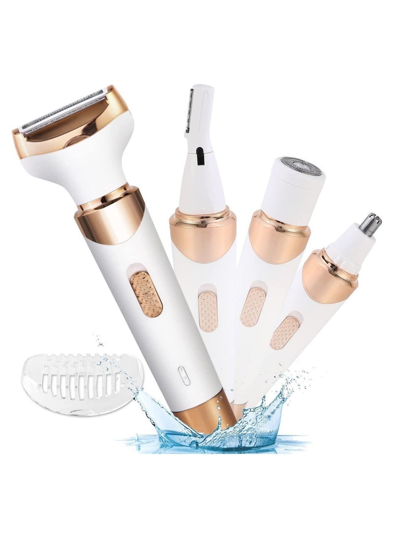 دي إم جي تك ماكينة حلاقة كهربائية 4 في 1 للنساء لتشذيب البيكيني ، ماكينة حلاقة نسائية لاسلكية للاستخدام الرطب والجاف ، ماكينة حلاقة للوجه والساقين وتحت الإبطين ، رأس تشذيب قابل للاستبدال ، USB قابلة لإعادة الشحن - Image 1