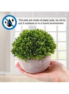HomarKet 4 Pcs Mini Artificial Potted Plants Faux Topiary Shrubs Multicolor  - Image 4