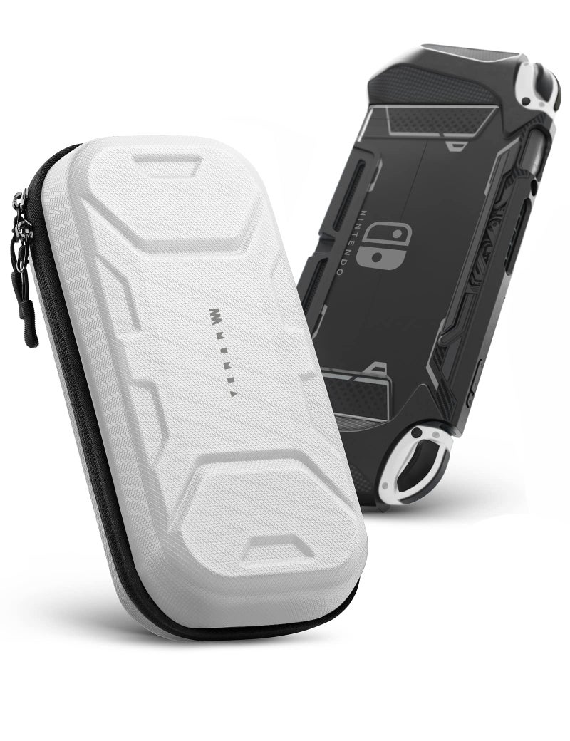 Mumba Carrying Case for Nintendo Switch OLED & Nintendo Switch 2017, [Plus Version] Portable Protective Travel Carry handbag Pouch for Blade/Battle Case [Large Capacity] (White) - Image 1