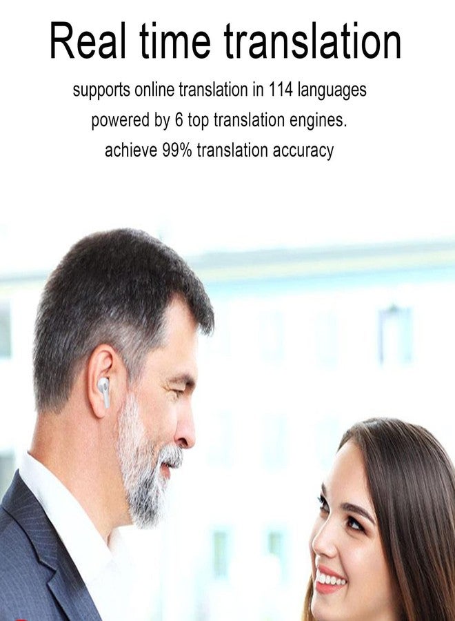 flexman 5V 1A Language Translator Earbuds, Support 114 Online Languages and 3 Translation Modes, 3H Listening Time Real Time High Accuracy Wireless BT 5.1 Translator with Speakers(White) - Image 2