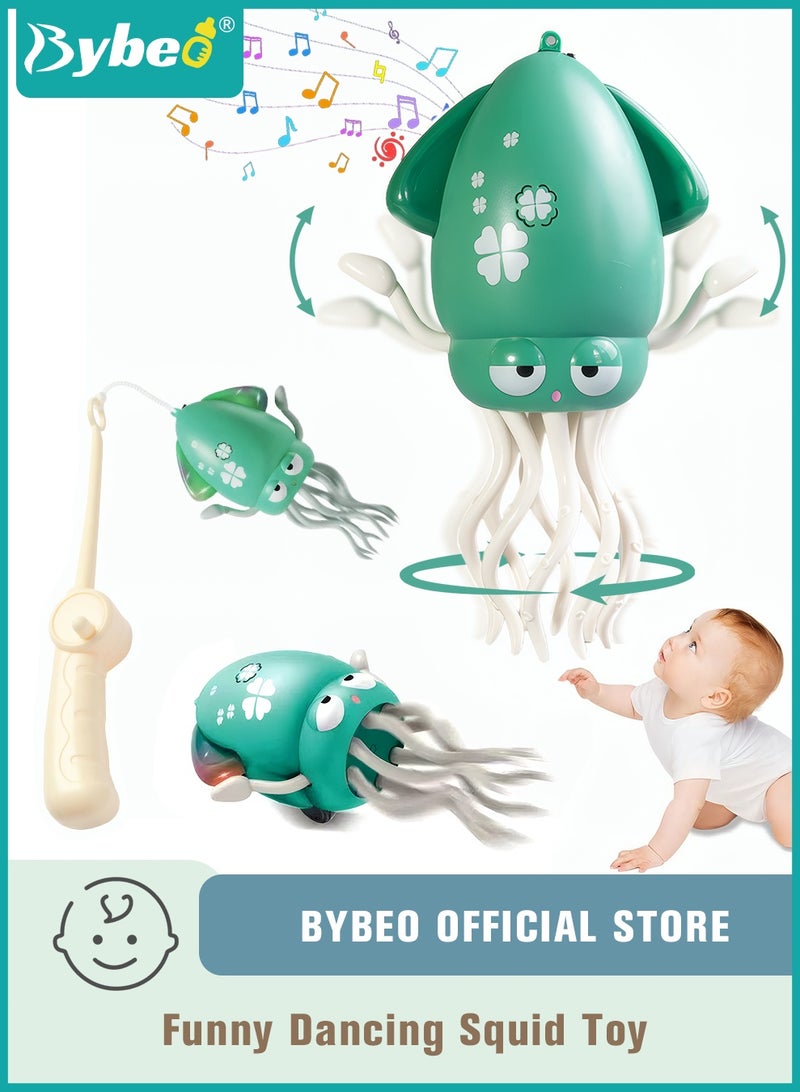 بيبو لعبة زحف للأطفال، لعبة وقت الاستلقاء على البطن للرضع، لعبة الأخطبوط الراقص مع إضاءة LED وموسيقى، ألعاب تعليمية مبكرة للأطفال الصغار لتعلم المشي، لعبة الحبار الراقص السحري القابلة لإعادة الشحن للأطفال بعمر 3 سنوات فما فوق مع صنارة صيد - Image 1