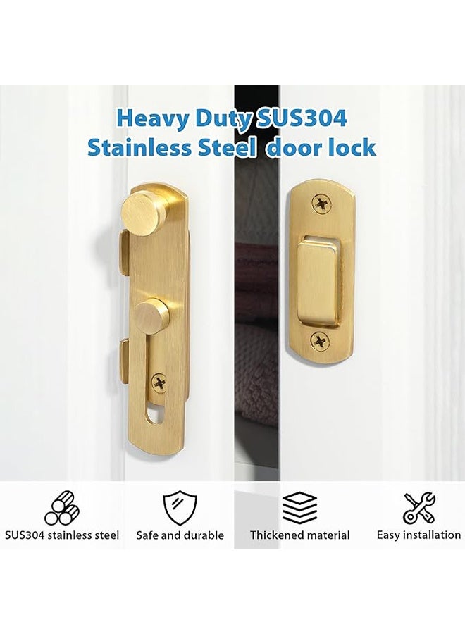 أقفال أبواب متينة قابلة للطي، قفل أمان لأبواب الحظائر الخشبية المنزلقة الفرنسية، أدوات أبواب من الفولاذ المقاوم للصدأ، ذهبي - Image 4