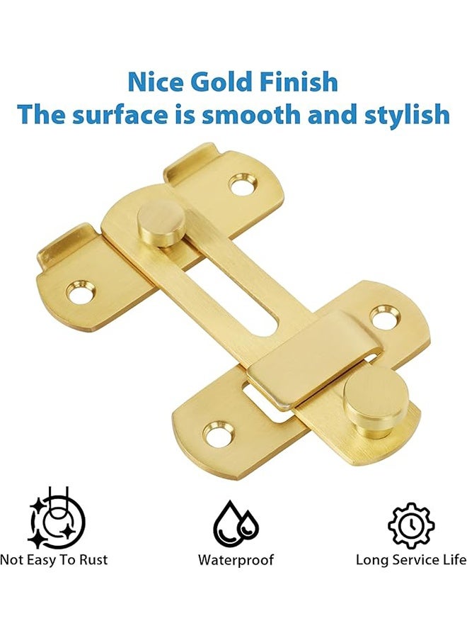 أقفال أبواب متينة قابلة للطي، قفل أمان لأبواب الحظائر الخشبية المنزلقة الفرنسية، أدوات أبواب من الفولاذ المقاوم للصدأ، ذهبي - Image 5