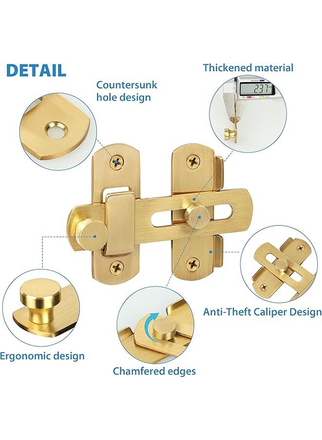 أقفال أبواب متينة قابلة للطي، قفل أمان لأبواب الحظائر الخشبية المنزلقة الفرنسية، أدوات أبواب من الفولاذ المقاوم للصدأ، ذهبي - Image 3