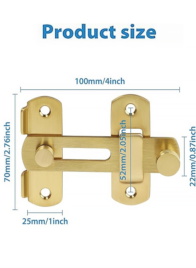 أقفال أبواب متينة قابلة للطي، قفل أمان لأبواب الحظائر الخشبية المنزلقة الفرنسية، أدوات أبواب من الفولاذ المقاوم للصدأ، ذهبي - Image 2