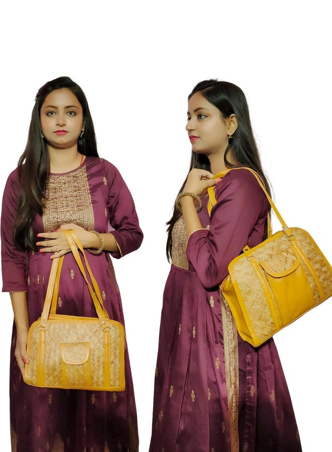 CLASSIQUE Bamboo Bags Medium Shoulder Bags For Women Shital Pati Eco-Friendly Hand Made - Image 2
