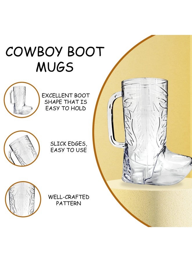 4E's Novelty 10Pcs Cowboy Boot Mug Cups (10 Pack) 17 Oz Reusable Hard Plastic, Bpa Free - For Cowboy Themed Party Supplies, Western Accessories  - Image 4