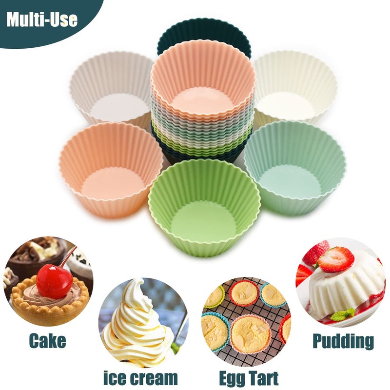 MODENGKONGJIAN Reusable Silicone Cupcake Baking Cups 24 Pack, 2.75 inch Silicone Baking Cups, Non-stick Muffin Cupcake Liners for Party Halloween Christmas, Easy Clean Pastry Muffin Moldsï¼ˆMulticolorï¼‰ - Image 3