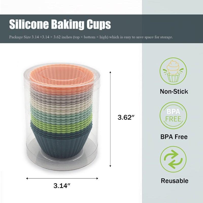 MODENGKONGJIAN Reusable Silicone Cupcake Baking Cups 24 Pack, 2.75 inch Silicone Baking Cups, Non-stick Muffin Cupcake Liners for Party Halloween Christmas, Easy Clean Pastry Muffin Moldsï¼ˆMulticolorï¼‰ - Image 5