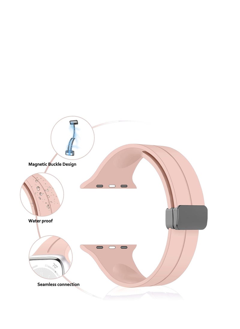Generic - Magnetic Bands for Apple Watch Ultra/Ultra 2 Band 49mm 45mm 44mm 42mm Soft Sport Silicone Strap for iwatch Series 9/8/7/6/5/4/3/2/1/SE2/SE - Image 1