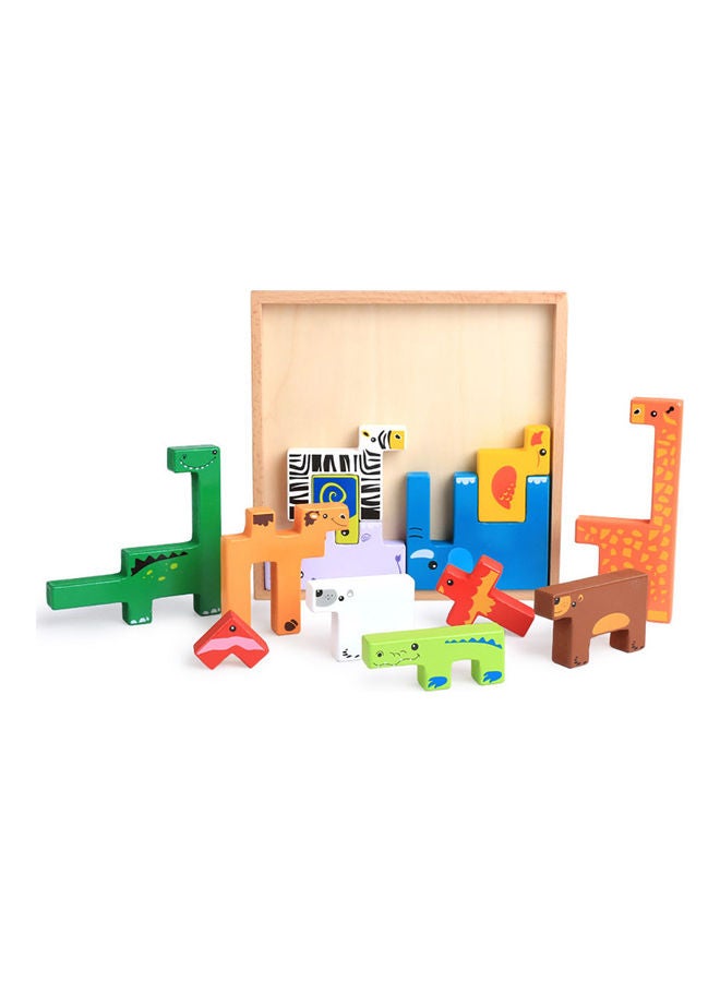 مجموعة من الألغاز الخشبية ثلاثية الأبعاد للحيوانات الكرتونية - Image 1
