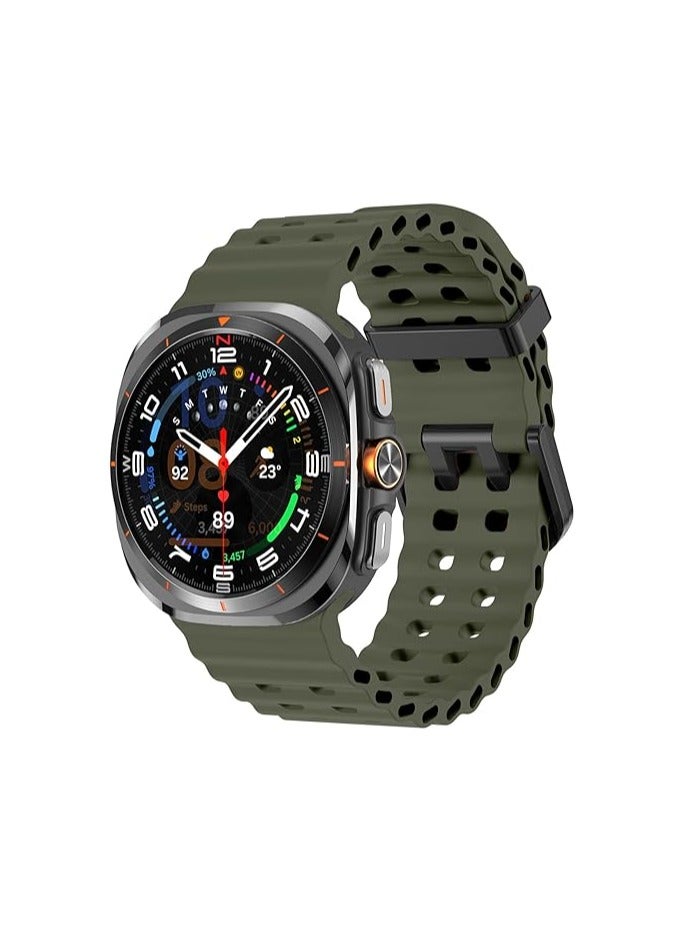 Rugged Band Compatible with Samsung Galaxy Watch 7 Ultra Band 47mm, Silicone Sport Strap for Samsung Galaxy Watch 7 Ultra - Green
