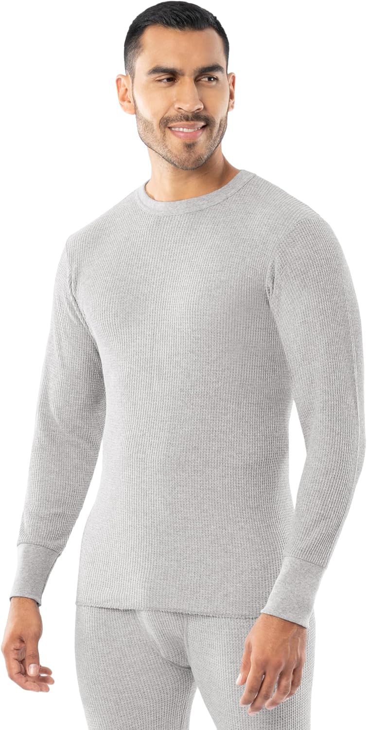 Indera Men's Heavyweight Cotton Waffle Long Johns Thermal Undershirt - Heather Grey - Image 4