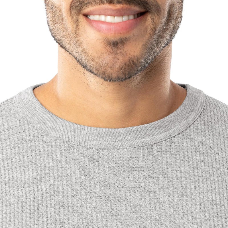Indera Men's Heavyweight Cotton Waffle Long Johns Thermal Undershirt - Heather Grey - Image 3