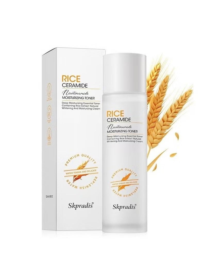 Moisturize Rice Toner Korean Skincare Facial Toner Contains Hyaluronic Acid,Niacinamide & Hypoallergenic Formula 120ml/4fl oz- Alcohol Free Calming&Refreshing for Even Skin Tone