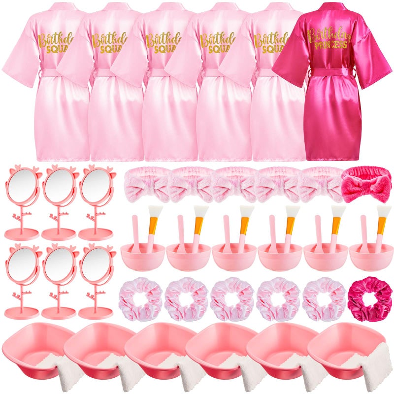 JenPen 6 Set Spa Party Favors Robes and Accessories Kit Supplies for Spa Sleepover Slumber Party Wedding Birthday(Pink,Rose Red,Size 14) - Image 1
