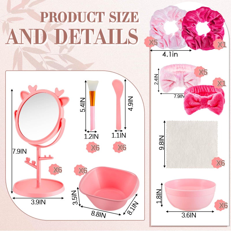 JenPen 6 Set Spa Party Favors Robes and Accessories Kit Supplies for Spa Sleepover Slumber Party Wedding Birthday(Pink,Rose Red,Size 14) - Image 2
