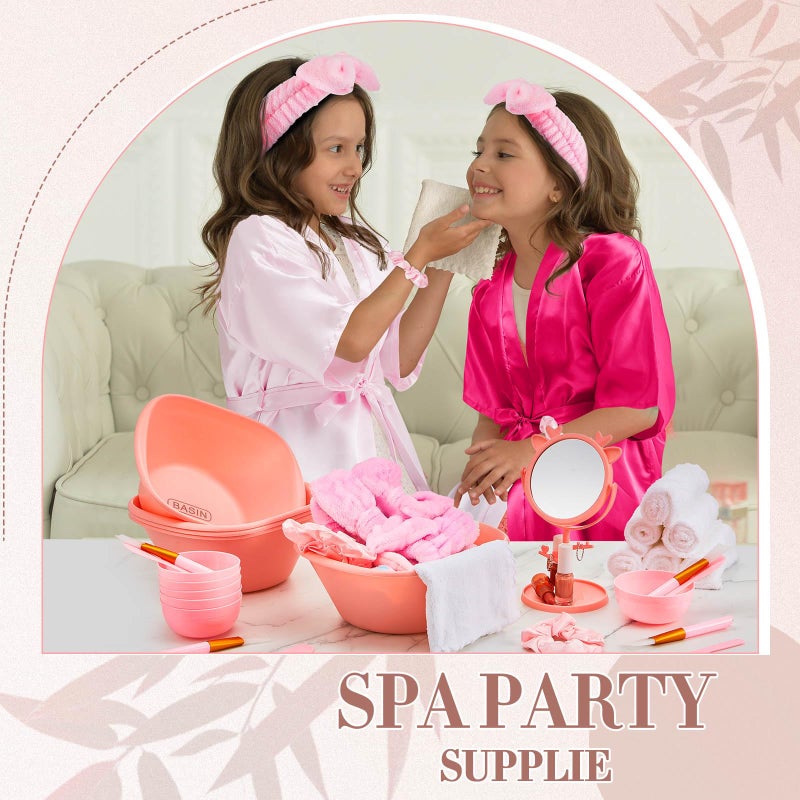 JenPen 6 Set Spa Party Favors Robes and Accessories Kit Supplies for Spa Sleepover Slumber Party Wedding Birthday(Pink,Rose Red,Size 14) - Image 4