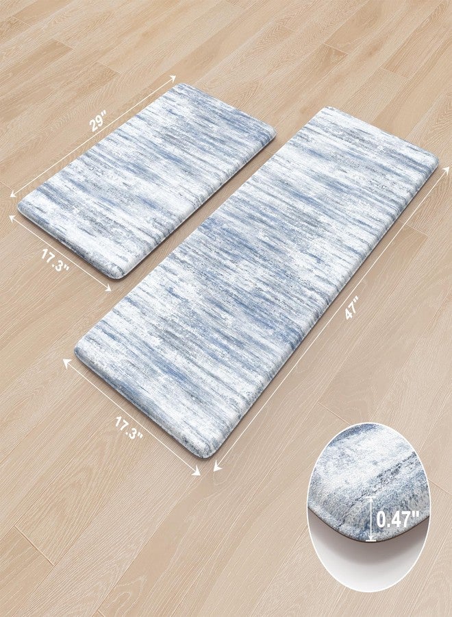 KIMODE Anti Fatigue Kitchen Mats 17"x47"+17"x29", Abstract Kitchen Rugs Sets of 2, Non Slip Kitchen Mats for Floor, Cushioned Comfort Standing Mats for Sink, Laundry, Office, Desk Multi-Blue - Image 3