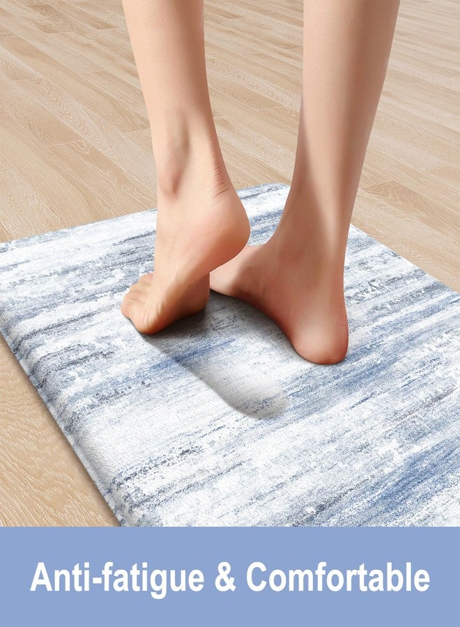 KIMODE Anti Fatigue Kitchen Mats 17"x47"+17"x29", Abstract Kitchen Rugs Sets of 2, Non Slip Kitchen Mats for Floor, Cushioned Comfort Standing Mats for Sink, Laundry, Office, Desk Multi-Blue - Image 2