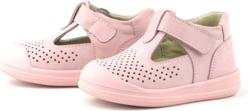 Rakerplus Genuine Leather Pink Velcro Anatomical Baby Sandals