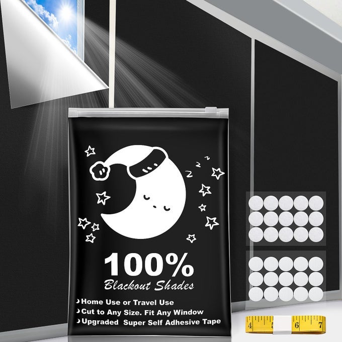PORTABLE BLACKOUT CURTAINS 79 X 57 100 PORTABLE BLACKOUT BLINDS WITH 15 PAIR HOOK LOOP TABS STICKON TEMPORARY SHADES FOR BABYTRAVELERSBEDROOM