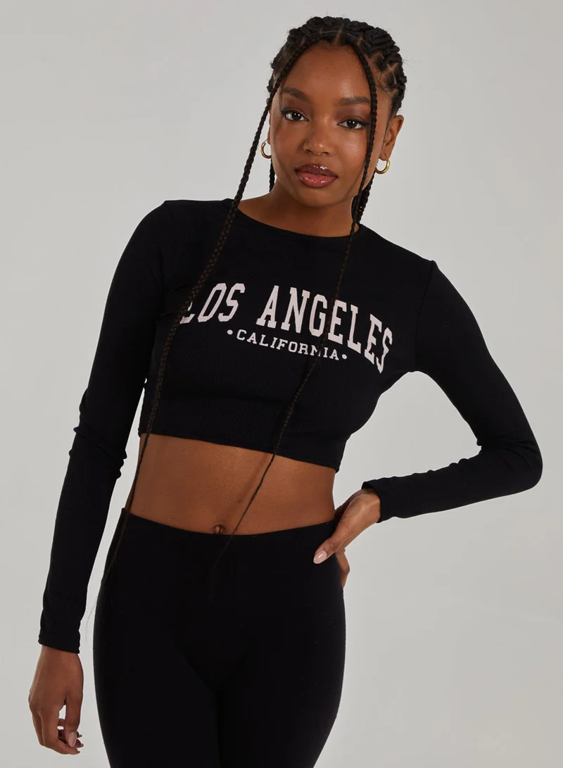 Pink Vanilla Los Angeles Varsity Print Top