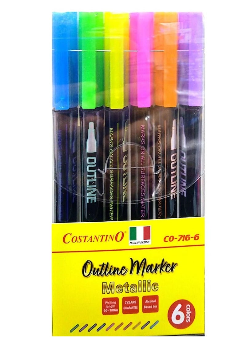 COSTANTINO - Outline Marker Metallic 6Pieces - Image 1