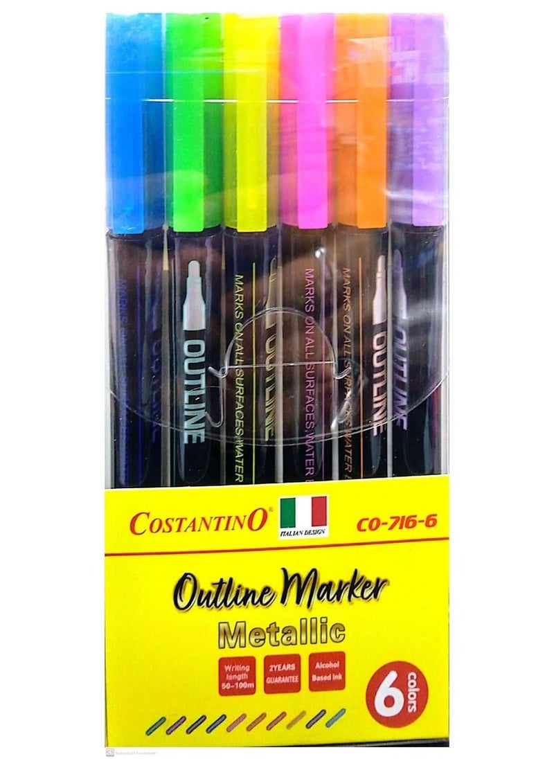 COSTANTINO - Outline Marker Metallic 6Pieces - Image 1