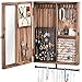 Keebofly Wall Mounted Jewelry Organizer Box Rustic Wood Large Space Jewelry Cabinet Holder for Necklaces, Earrings, - Image 2
