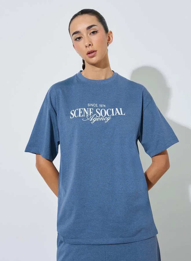 Styli Graphic T-Shirt And Jogger Set